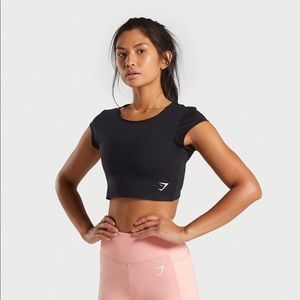 GYMSHARK Dreamy Cap Sleeve Crop Top Black